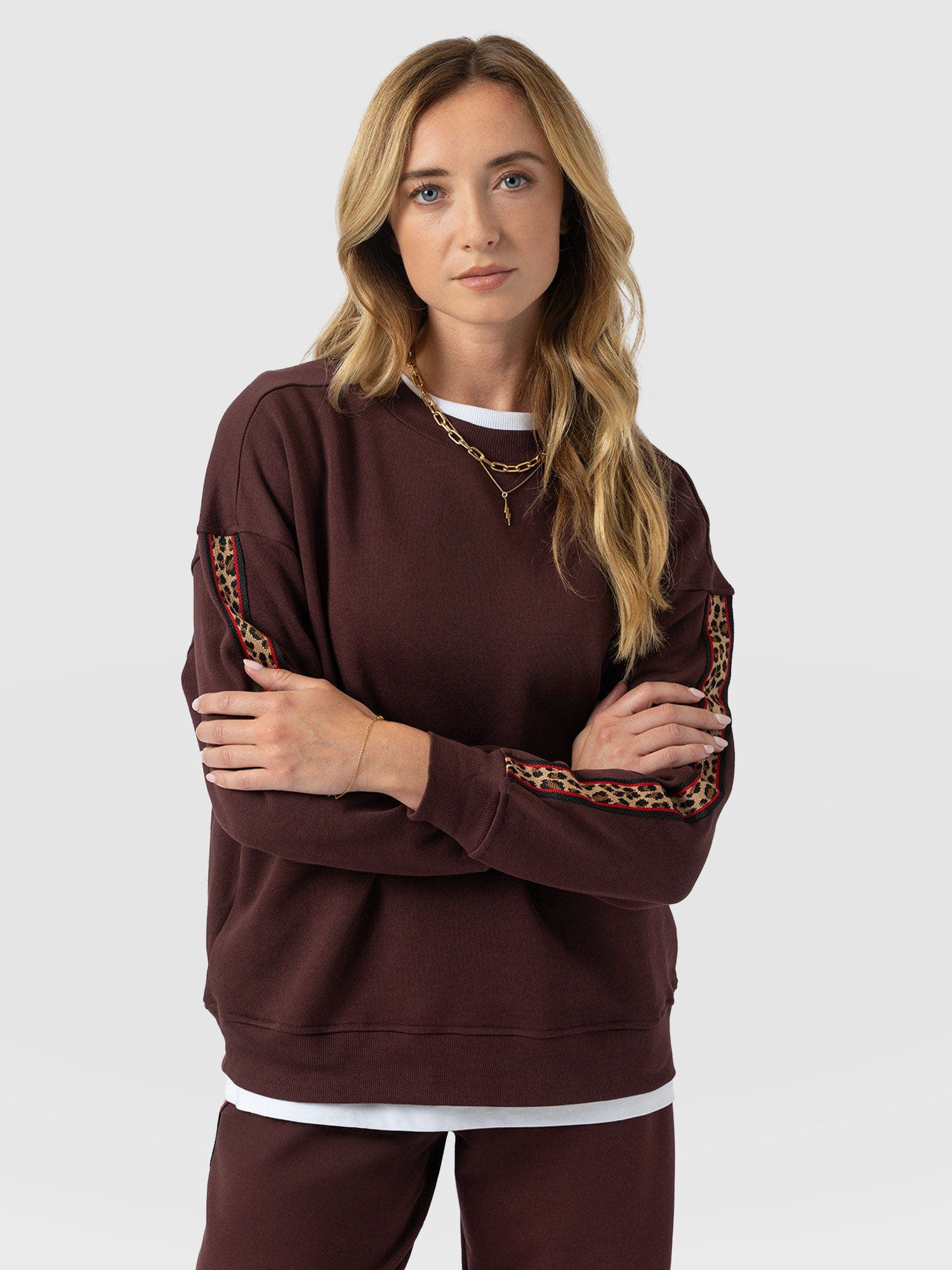 Ennis Sweatshirt - Maroon - Leopard - Women's Jumpers | Saint + Sofia® EU